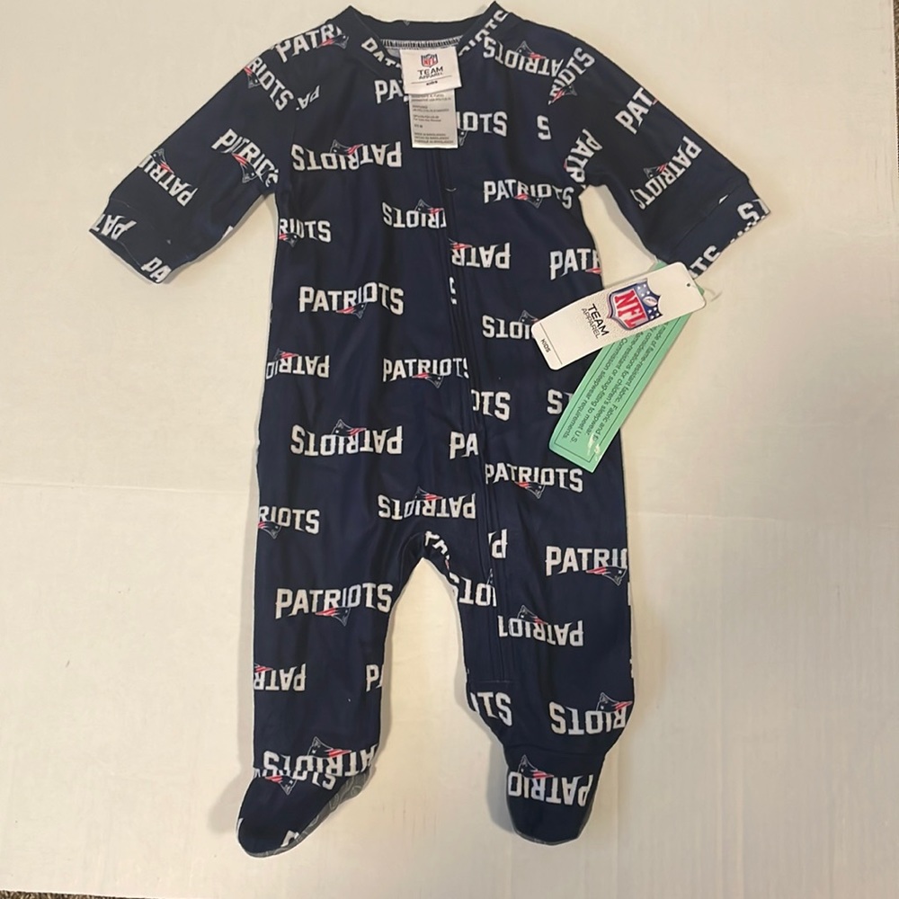 Patriots footed onesie